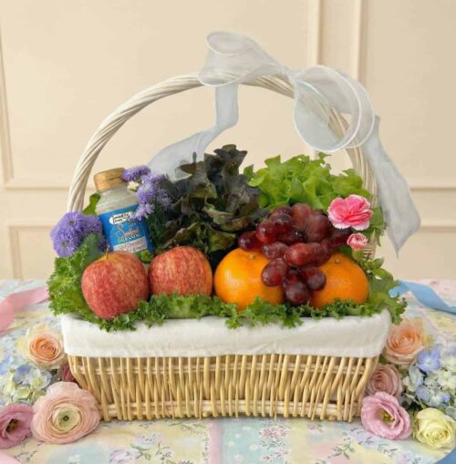 กระเช้าปีใหม่ กระเช้าของขวัญ กระเช้าเพื่อสุขภาพ Floral Harvest Basket (S) 2026